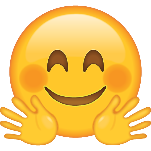 emoji smiley with two hands excited